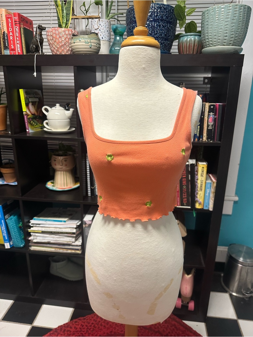Homegirl society Orange Crop with embroidered flowers